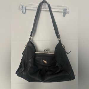 Emma Fox Black Leather Shoulder Bag